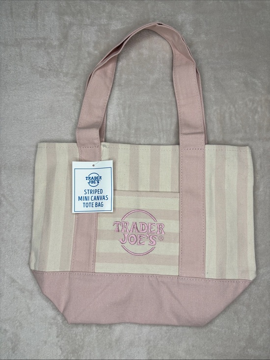 Trader Joe'S Handbags - Trader Joe’s Lavender/Baby Pink Mini Striped  Tote Bag